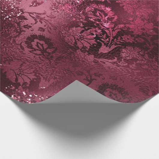 Floral Bridal bruiloft Birthday Glitter Bourgundy Cadeaupapier (Hoek)