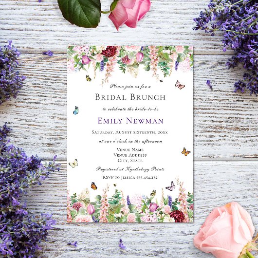 Floral Bridal Brunch Kaart