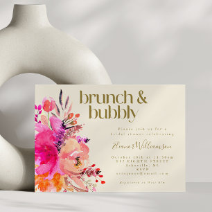 Floral Bridal Brunch Message Pink Gold Waterverf Kaart