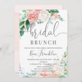 Floral Bridal Brunch Romantic Shower Invitation Aankondiging (Voorkant / Achterkant)