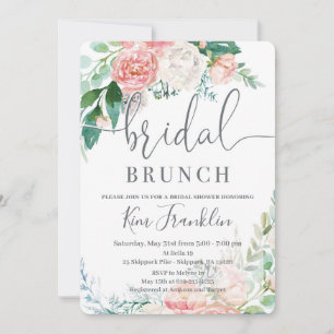 Floral Bridal Brunch Romantic Shower Invitation Aankondiging