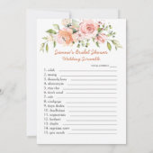 Floral Bridal Phone game/Wedding Scramble Kaart (Achterkant)