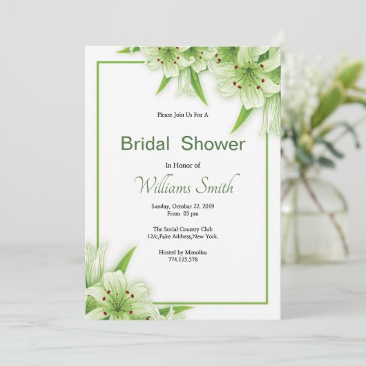 Floral Bridal Shower Invitation Card Template (Debout devant)
