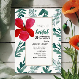 Floral Bridal Shower Invitation Elegant Calligraph Kaart