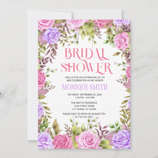 Floral Bridal Shower Invitation Sjabloon Kaart (Voorkant)