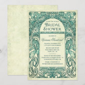 Floral Bridal Shower Invitations Turquoise Kaart (Voorkant / Achterkant)