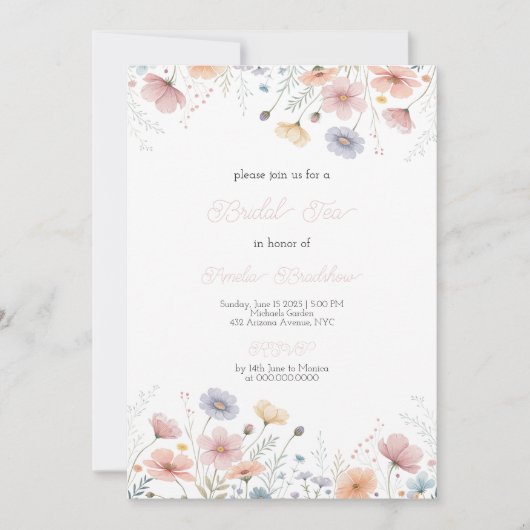 Floral Bridal Tea Invitation Spring Garden Party  (Devant)