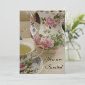 Floral Bridal Tea Party Invitation Kaart (Staand voorkant)
