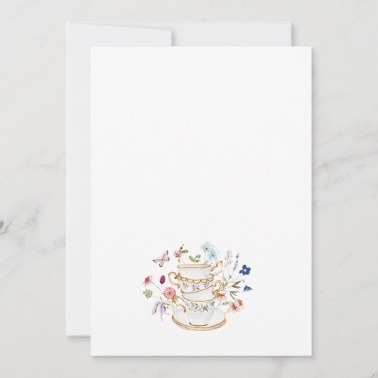 Floral Bridal Tea Party Kaart (Achterkant)