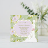 Floral Bride Bridal Shower Paars Kaart (Staand voorkant)