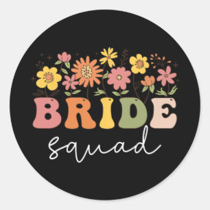 Floral Bride Squad Wildflower Wedding Bachelorette Ronde Sticker