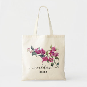 Floral Bride Wedding Canvas tas met roze bloemen