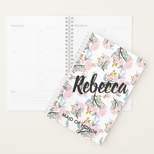 Floral Bridesmaid Blush Wedding planner rose (Devant avec enveloppe)