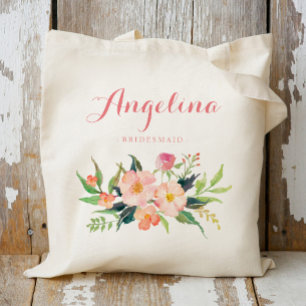 Floral Bridesmaid Persoonlijk Tote Bag