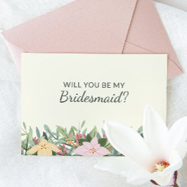 Floral Bridesmaid Proposal Wedding Card Kaart