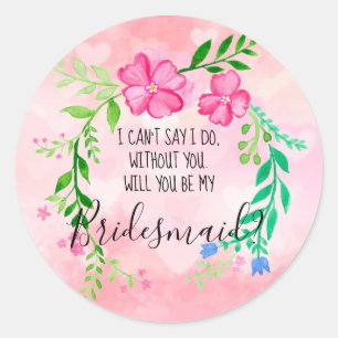 Floral Bridesmaid Ronde Sticker