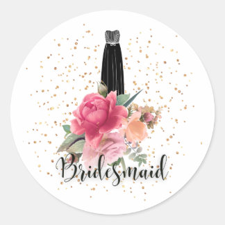 Floral Bridesmaïde Stickers met dress