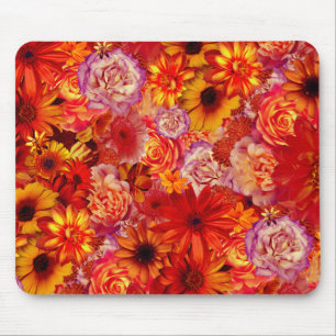 Floral Bright Rojo Bouquet Rich Red Hot Daisies Muismat