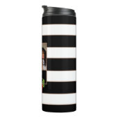 Floral Bronze Black & White Stripe - Aangepaste fo Thermosbeker (Geroteerd rechts)