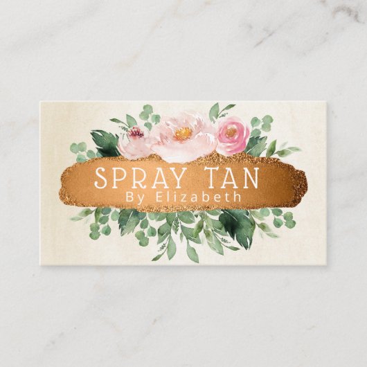 Floral Bronze Mobile Spray Tan Charming Visitekaartje (Voorkant)