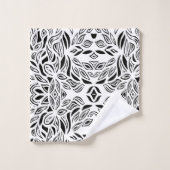 Floral brossé noir et blanc  (Gant de toilette)