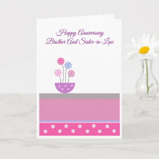 Floral Brother en vrouw, gepersonaliseerd Jubileum Kaart