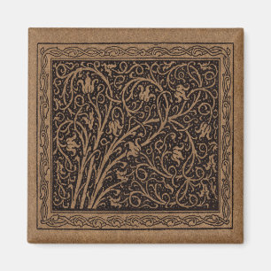 Floral Brown and Black Swirlin Vine Magneet