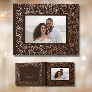 Floral Brown Foil Mariage Livre d'invité Photo Moo