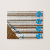 Floral Brown Stripe Jigzaag Puzzle Daisy Legpuzzel (Horizontaal)
