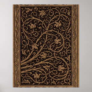Floral Brown Swirls Poster
