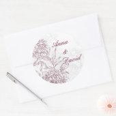 Floral bruid bruidegom bruiloft zegel Sticker rood (Envelop)