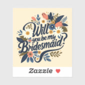 Floral bruidsmeisje voorstel Sticker Decal (Vel)