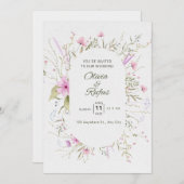 Floral bruiloft kaart (Voorkant / Achterkant)