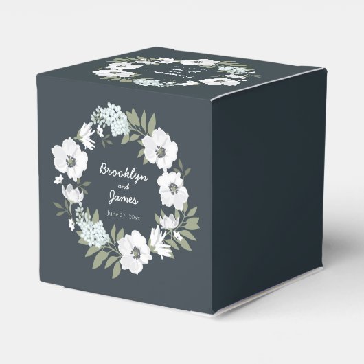 Floral bruiloft met witte adem bedankdoosjes (Achterkant)