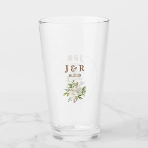 Floral bruiloft monogram glas