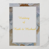 Floral bruiloft Witte en gouduitnodiging Folie Uitnodiging (Voorkant)