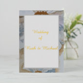 Floral bruiloft Witte en gouduitnodiging Folie Uitnodiging (Staand Voorkant)