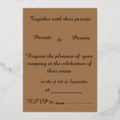 Floral bruiloft Witte en gouduitnodiging Folie Uitnodiging (Achterkant)