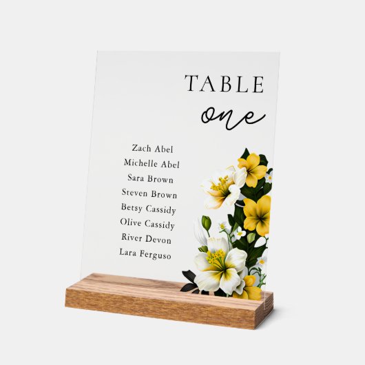 Floral bruiloft Zitting Grafiek Tafelnummer Acryl Bord (Hoek)