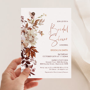 Floral Bruin Beige Herfst in Liefde Vrijgezellenfe Kaart