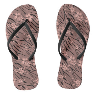 Floral, bruin, tijgerpatroon teenslippers