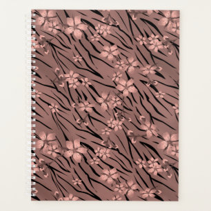Floral, brun, motif tigre