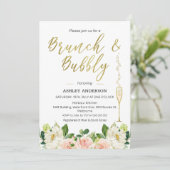 Floral Brunch Bubbly Invitation de douche nuptiale (Debout devant)
