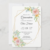 Floral brush élégant Quinceañera invitation (Devant)