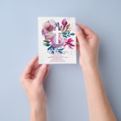 Floral BUDGET Baptism Invitation. Flyer (Hand)