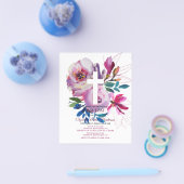 Floral BUDGET Baptism Invitation. Flyer (Enkel)