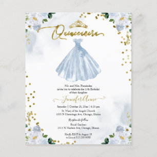 Floral Budget Quinceanera Uitnodiging Bilingual