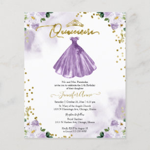 Floral Budget Quinceanera Uitnodiging Bilingual