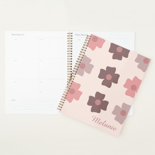 Floral Buds Bruin Roze Naam Planner (Display)