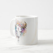 Floral Bull Skull Watercolor Art Koffiemok (Voorkant links)